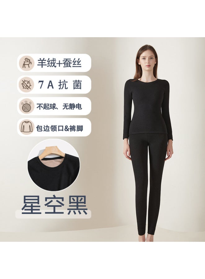 Cashmere Silk Thermal Underwear Set For Men And Women, Wool Long-sleeve Tops And Bottoms, Seamless Winter Long Pants