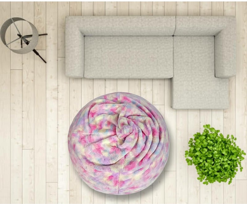 Bhailu Art New Tie Dye Rainbow Design Furry Bean Bag Chair Premium and Luxurious Fur Bean Bag Without Beans Only Cover XXXL Multicolour - Image 3