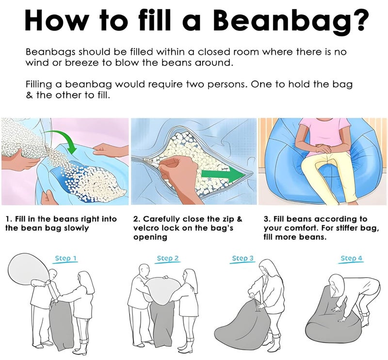 Bhailu Art New Tie Dye Rainbow Design Furry Bean Bag Chair Premium and Luxurious Fur Bean Bag Without Beans Only Cover XXXL Multicolour - Image 5