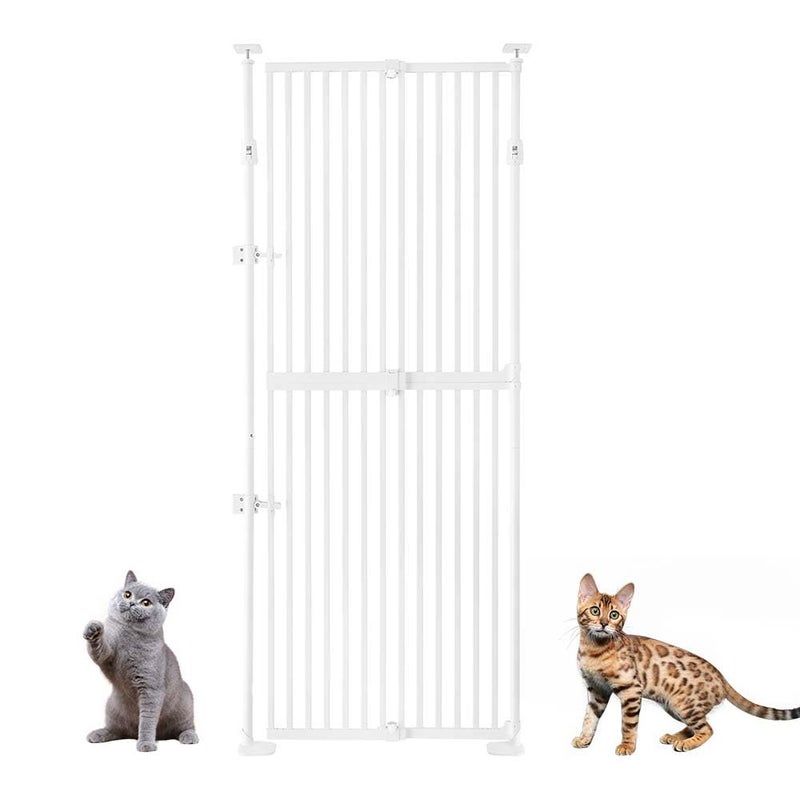 unipaws 75" High Extra Tall Cat Gate, Auto Closing and No Drilling Safety Gate for Doorway Hallway Stairs, Cat Dog Proof, Fit for 21"-34" Wide Opening, Indoor Use, White - Image 1