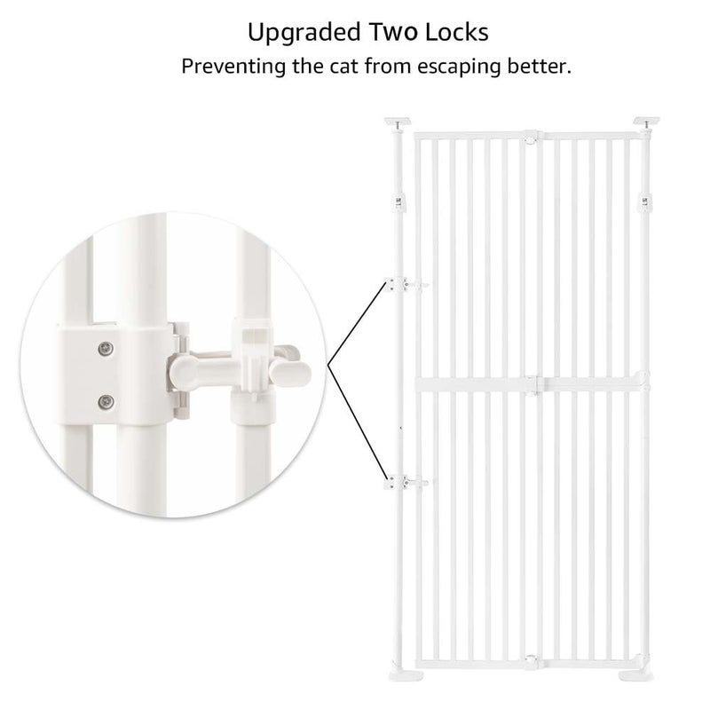 unipaws 75" High Extra Tall Cat Gate, Auto Closing and No Drilling Safety Gate for Doorway Hallway Stairs, Cat Dog Proof, Fit for 21"-34" Wide Opening, Indoor Use, White - Image 5