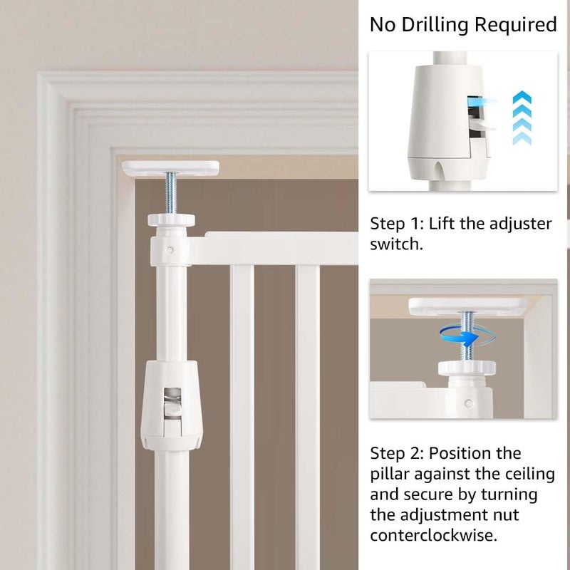 unipaws 75" High Extra Tall Cat Gate, Auto Closing and No Drilling Safety Gate for Doorway Hallway Stairs, Cat Dog Proof, Fit for 21"-34" Wide Opening, Indoor Use, White - Image 4
