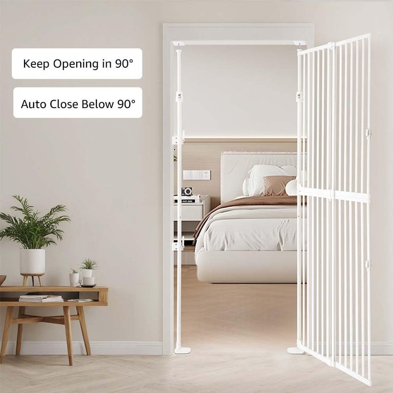 unipaws 75" High Extra Tall Cat Gate, Auto Closing and No Drilling Safety Gate for Doorway Hallway Stairs, Cat Dog Proof, Fit for 21"-34" Wide Opening, Indoor Use, White - Image 3