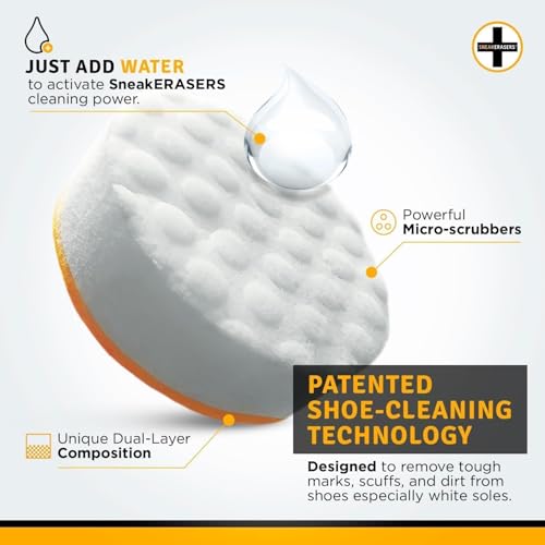 SneakERASERS Instant Sneaker Cleaner, Premium Shoe Cleaning Kit for Sneakers, Dual-Sided Sponges, Effective for Tennis Shoes & Women Men Sneakers, Gentle Rub Design (10 Pack) - Image 2