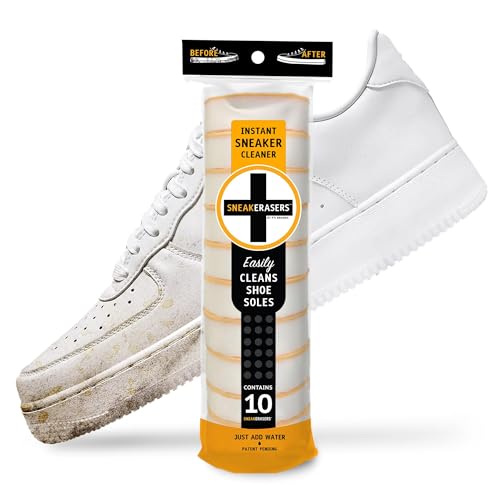 SneakERASERS Instant Sneaker Cleaner, Premium Shoe Cleaning Kit for Sneakers, Dual-Sided Sponges, Effective for Tennis Shoes & Women Men Sneakers, Gentle Rub Design (10 Pack) - Image 1