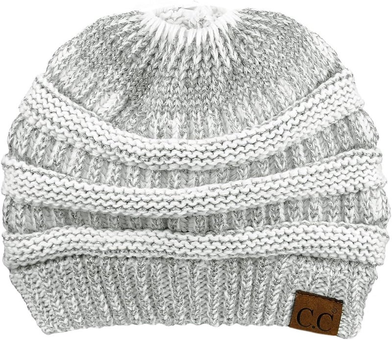 Cc Exclusives Soft Stretch Cable Knit Messy Bun Ponytail Beanie Winter Hat for Women (MB-20A) - Image 4
