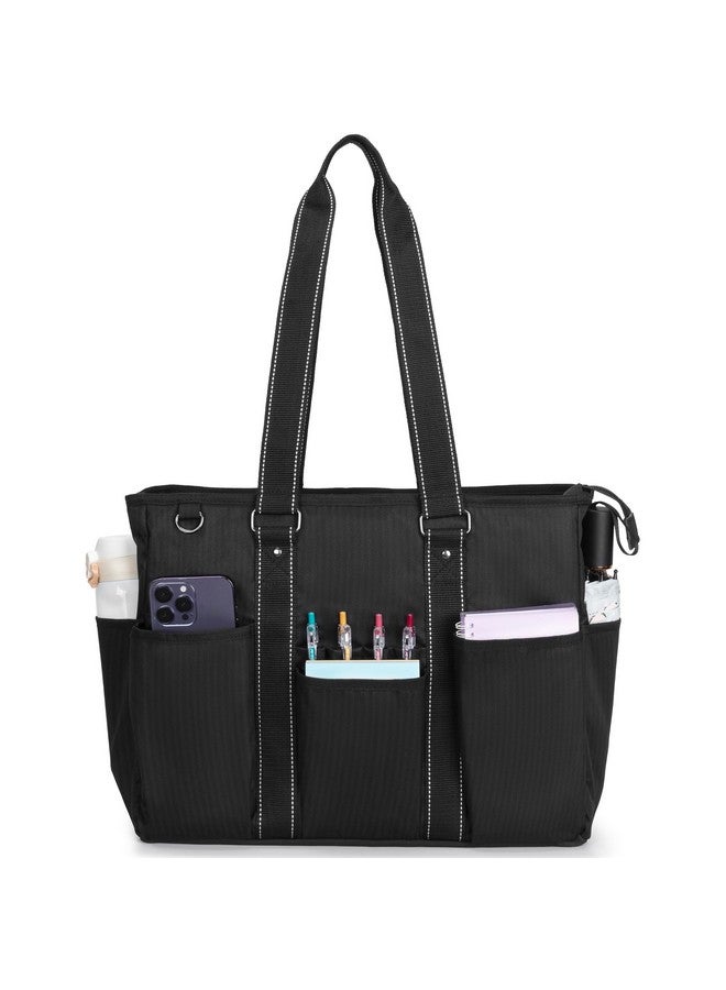 Damero Damero Teacher Tote Bag with Padded Laptop Sleeve, Teacher Work Bag Utility Bag for Office, Travel or Business, Black  - Image 1