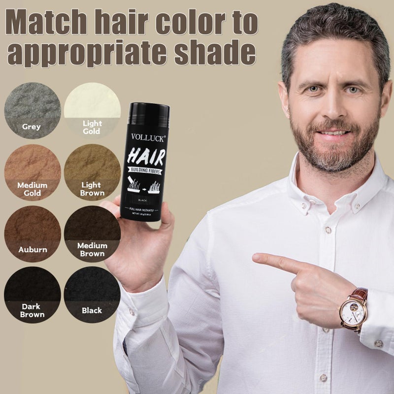 VOLLUCK Hair Fibers for Thinning Hair, Instant Coverage Hair Building Fibers for Women and men, Natural Hair Powder for Conceal Hair Loss 28 g (Black) - Image 4