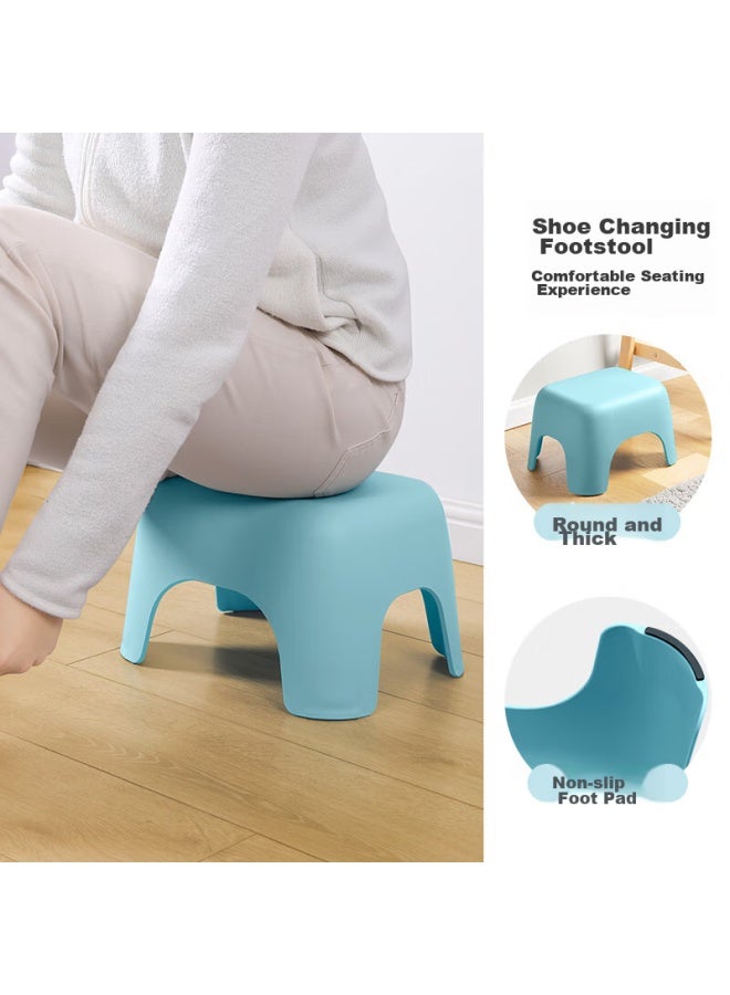 Meili Ya Plastic Household Small Stool, Thickened Non-slip Low Stool, Children's Bathroom Bathing And Shoe Changing Stool, Blue, 1 Piece
