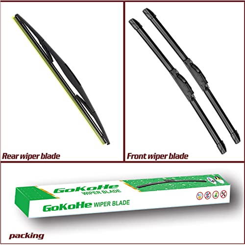GoKoHe Front and Rear Windshield Wipers (pack of 3pcs) for 2005-2015 Nissan Armada 2004-2010 Infiniti QX56 2011-2014 Acura TSX 24" + 22" Front Windscreen Wiper and 12" Rear Wiper Blade - Image 2