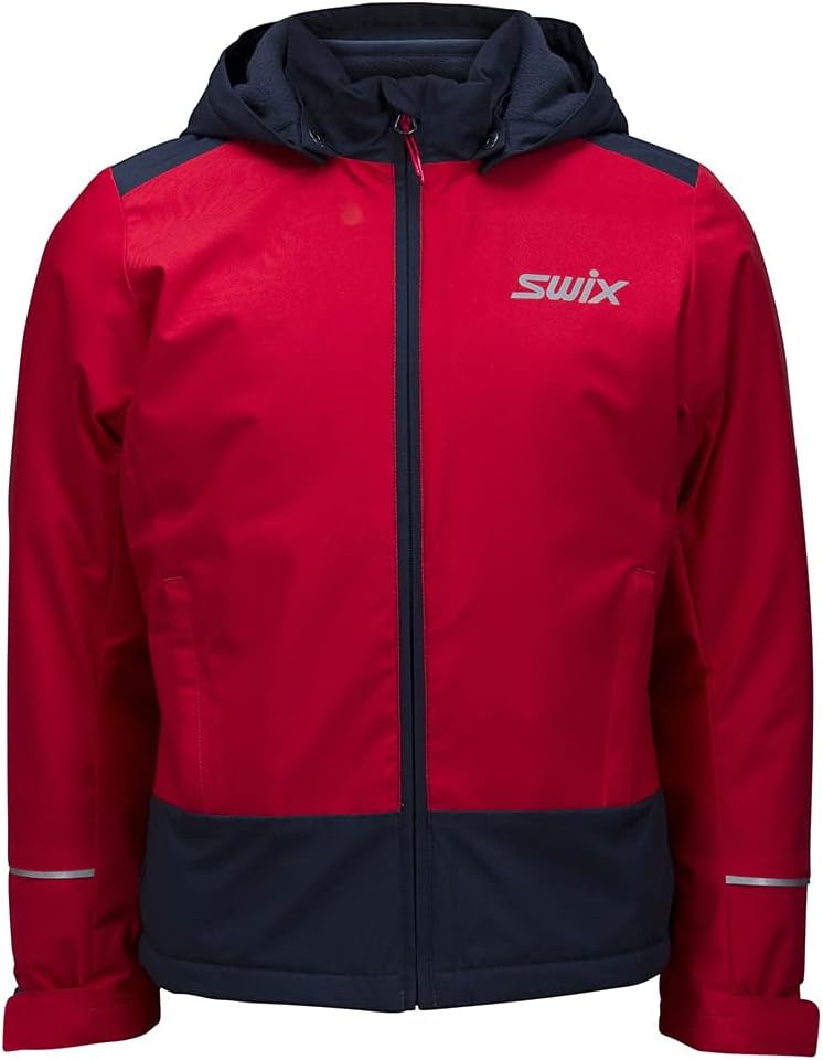 Swix Boys' Junior Rookie Windproof Waterproof Breathable Insulated Hooded Ski Jacket, Red, 14-16 Years - Image 1