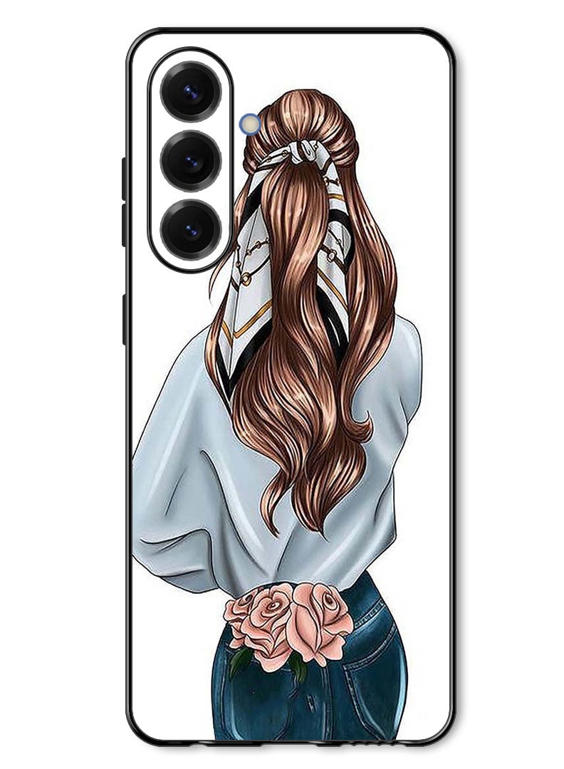 Theodor Case Compatible with Samsung Galaxy A37 Protection Shockproof Bumper Cover Pink Rose Girl - Image 1