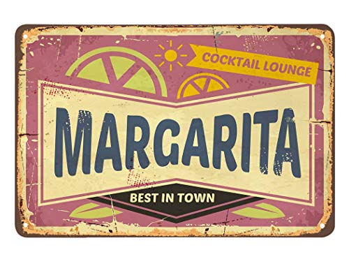 AOYEGO Margarita Tin Sign,Cocktail Lounge Best in Town Vintage Metal Tin Signs for Cafes Bars Pubs Shop Wall Decorative Funny Retro Signs for Men Women 8x12 Inch - Image 1