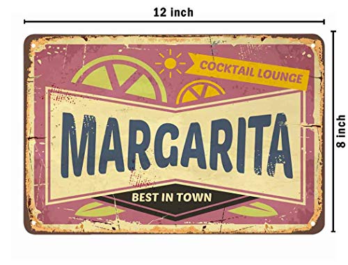 AOYEGO Margarita Tin Sign,Cocktail Lounge Best in Town Vintage Metal Tin Signs for Cafes Bars Pubs Shop Wall Decorative Funny Retro Signs for Men Women 8x12 Inch - Image 2