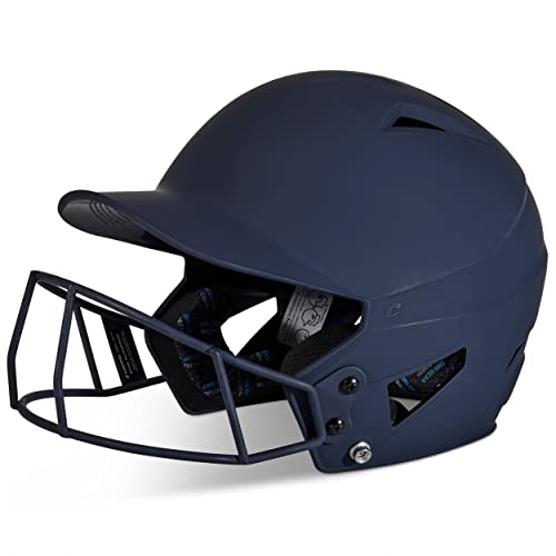 CHAMPRO HX Rise Fastpitch Softball Batting Helmet with Facemask in Solid Color Matte Finish Navy Medium - Image 1