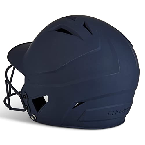 CHAMPRO HX Rise Fastpitch Softball Batting Helmet with Facemask in Solid Color Matte Finish Navy Medium - Image 2