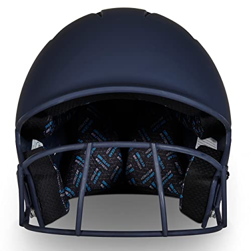 CHAMPRO HX Rise Fastpitch Softball Batting Helmet with Facemask in Solid Color Matte Finish Navy Medium - Image 3