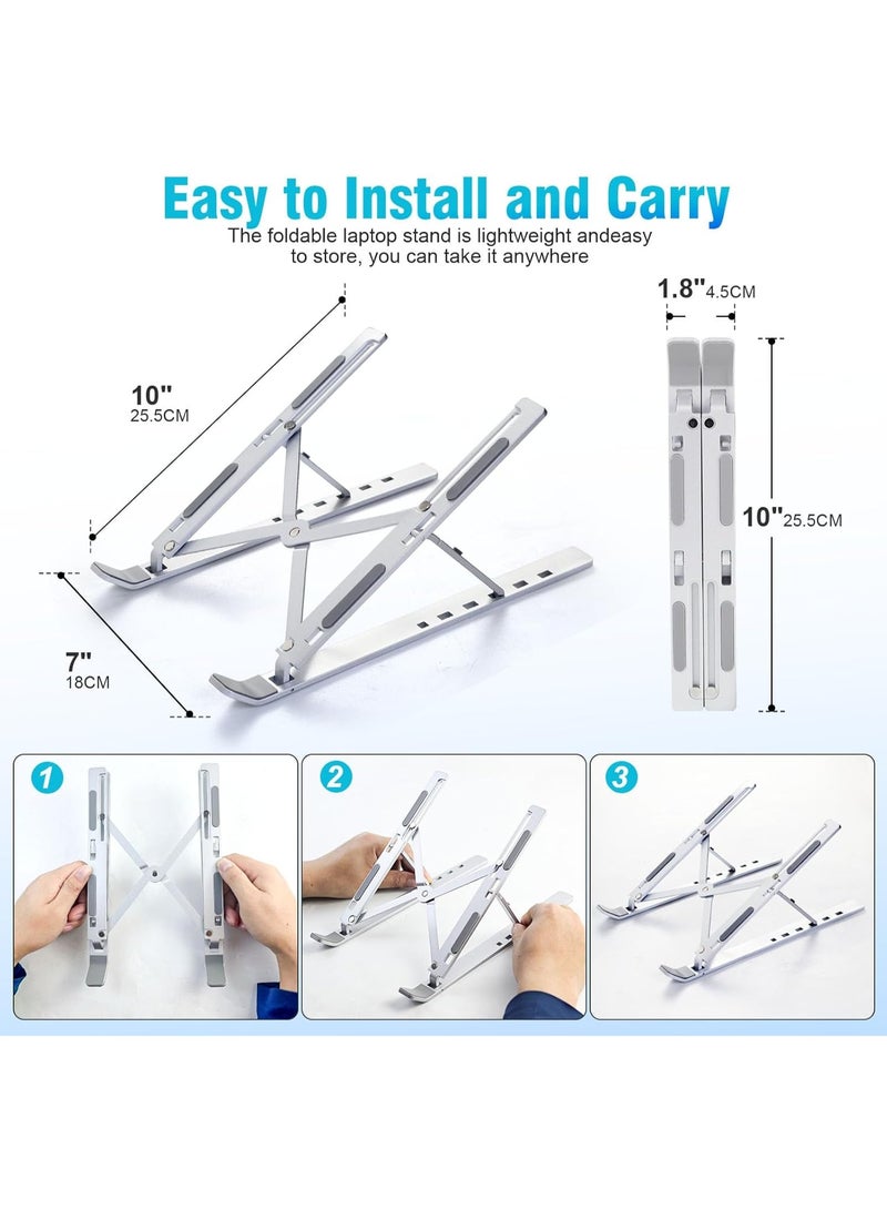 Beauenty Laptop Stand for Desk, Adjustable Laptop Riser ABS+Silicone Foldable Portable Laptop Holder, Ventilated Cooling Notebook Stand for MacBook Pro Air, Lenovo, Dell, HP, Laptops,Tablet - Image 5