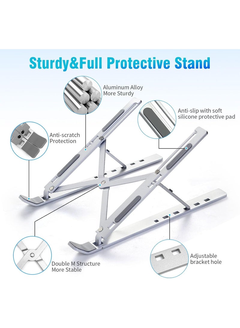 Beauenty Laptop Stand for Desk, Adjustable Laptop Riser ABS+Silicone Foldable Portable Laptop Holder, Ventilated Cooling Notebook Stand for MacBook Pro Air, Lenovo, Dell, HP, Laptops,Tablet - Image 3