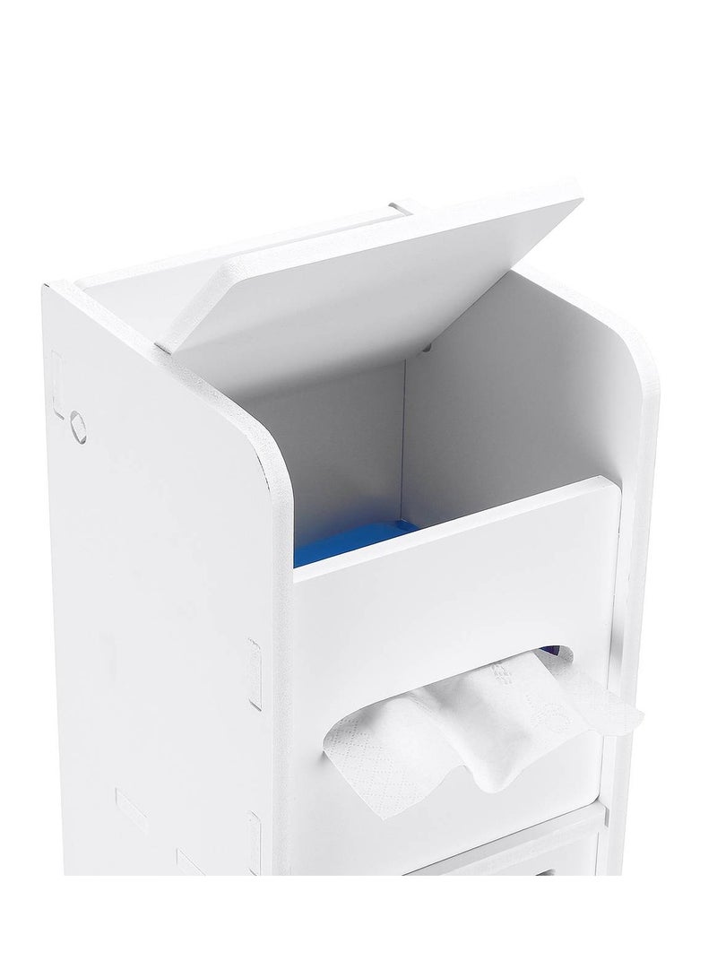 MIXDE Waterproof Cabinet Bathroom Storage Shelf Floor Organizer Rack Standing With Tissue Drawers - Image 5