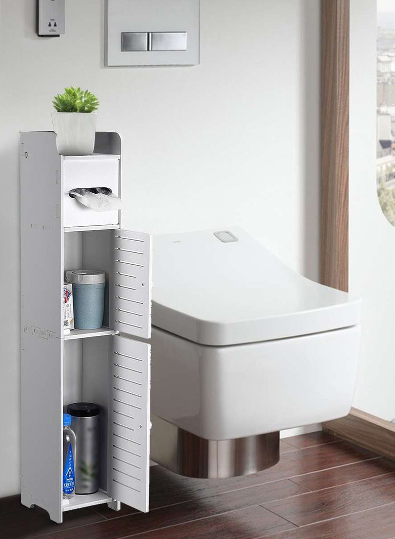 MIXDE Waterproof Cabinet Bathroom Storage Shelf Floor Organizer Rack Standing With Tissue Drawers - Image 2