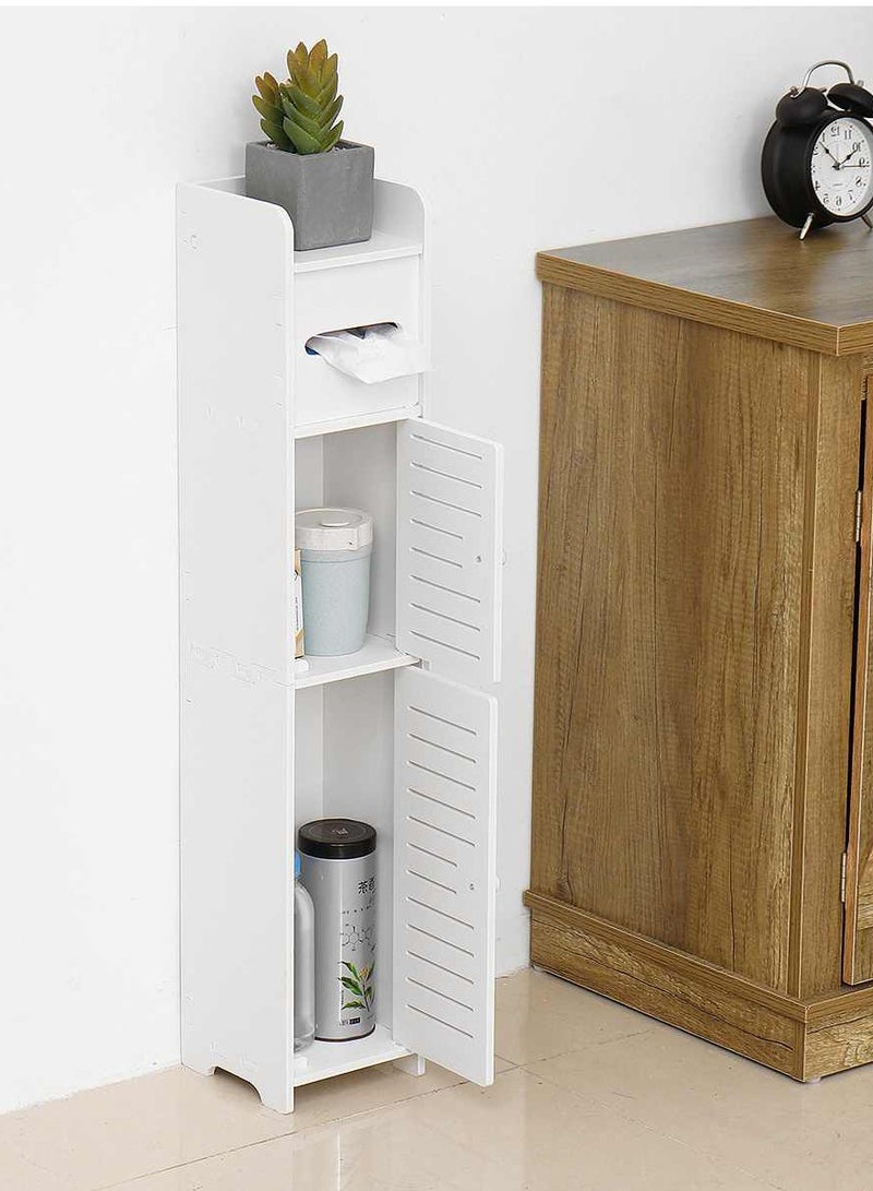 MIXDE Waterproof Cabinet Bathroom Storage Shelf Floor Organizer Rack Standing With Tissue Drawers - Image 4