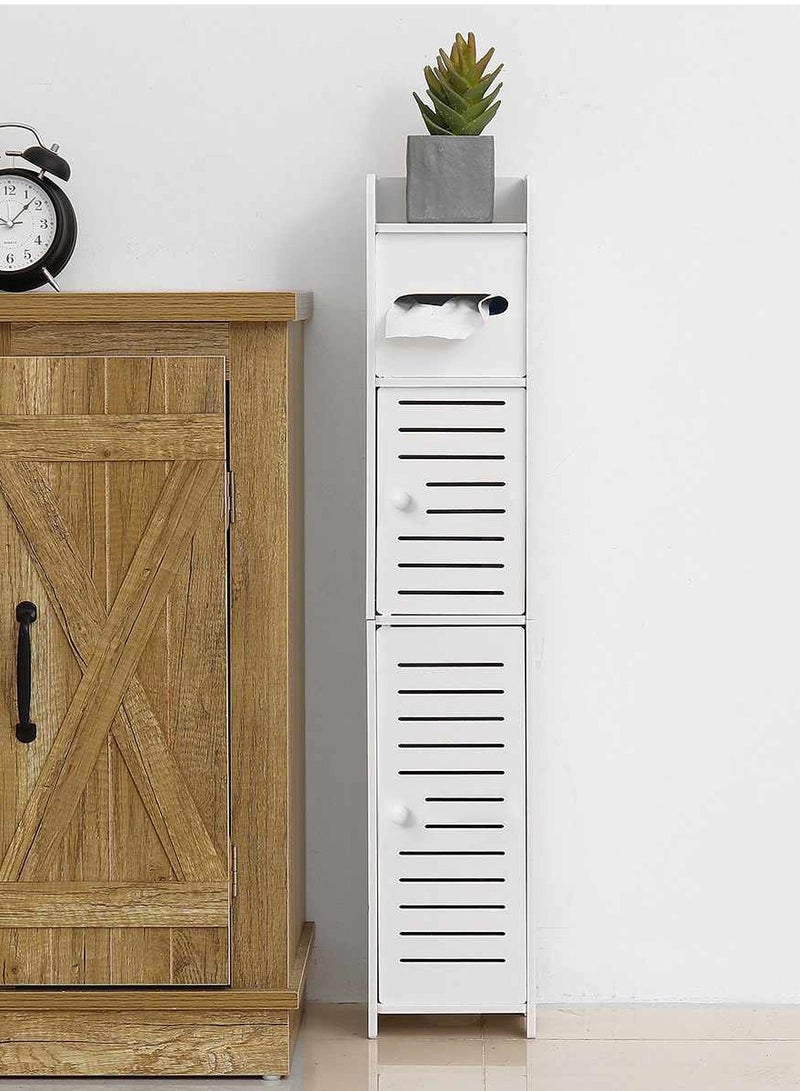 MIXDE Waterproof Cabinet Bathroom Storage Shelf Floor Organizer Rack Standing With Tissue Drawers - Image 3