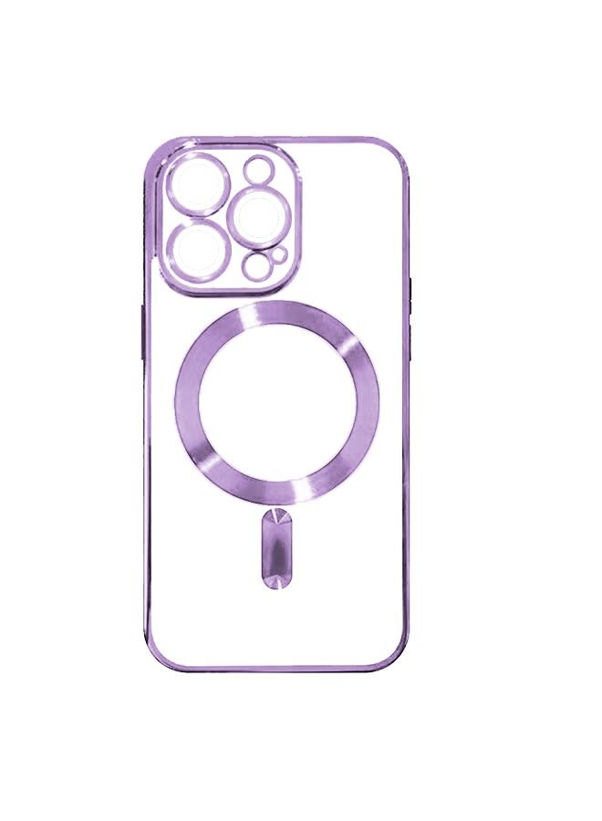 TEAM LUXURY iPhone 14 Pro Max Magnetic Case Support MagSafe Charger Wireless Anti-Scratch Shockproof Clear Four Corner Cushion Screen Protector Anti-Dropping Full Body Protection Cover Purple  - Image 1