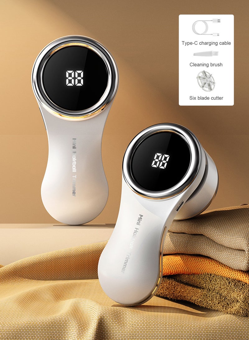 Aurafly Lint Shavers, Rechargeable Fabric Shaver with Digital Display, Sweater Shaver with 6-Leaf Blades and Safety Lock, Defuzzer Remove Fuzz, Pills from Clothes, Furniture, Sofa, Blanket - Image 1