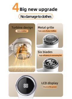 Aurafly Lint Shavers, Rechargeable Fabric Shaver with Digital Display, Sweater Shaver with 6-Leaf Blades and Safety Lock, Defuzzer Remove Fuzz, Pills from Clothes, Furniture, Sofa, Blanket  - Image 4
