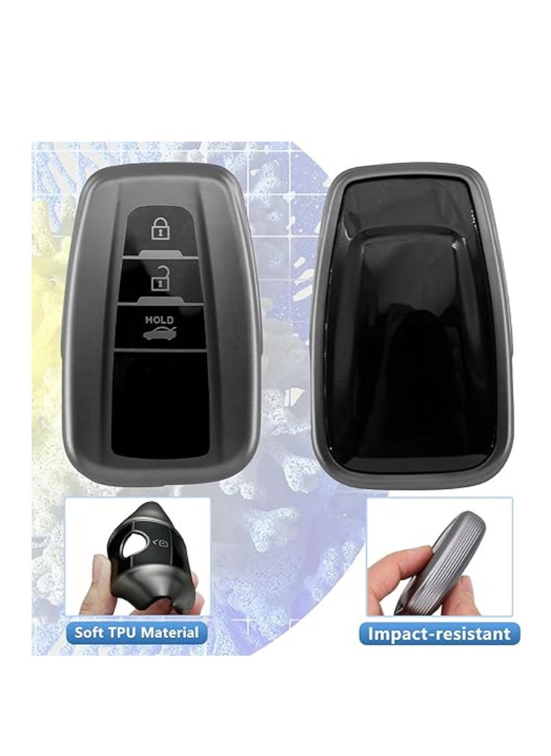 OUYoo OUYoo for Toyota Key Fob Cover with Toyota Keychain, Car Key Fob Case Compatible with Toyota 2018-2024 Camry RAV4 Highlander Avalon C-HR Prius Corolla GT86 Metallic Gray，With UAE flag keychain.  - Image 4