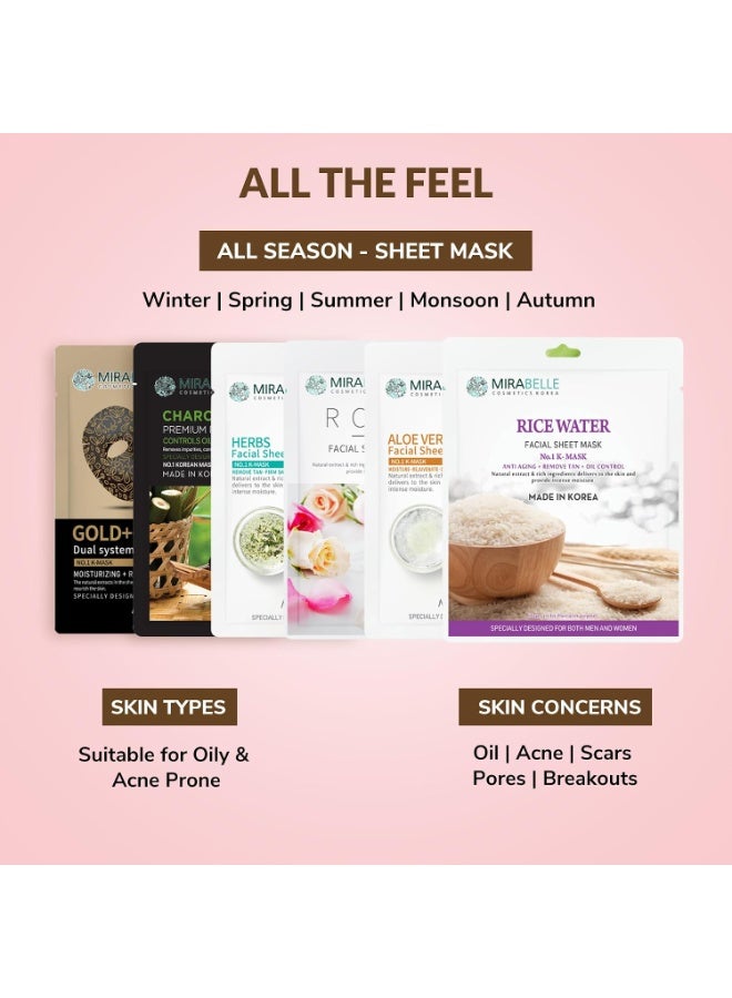 Mirabelle Cosmetics Korea Acne Prone Skin EX Facial sheet Mask | Women & Men | Made In Korea | Combo Pack of 6 (Each 25ml) - Image 4