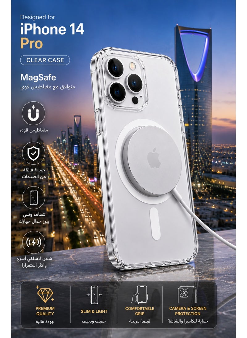 iPhone 14 Pro Transparent MagSafe Case – Protection, style, and wireless charging in one design ✨ - Image 1