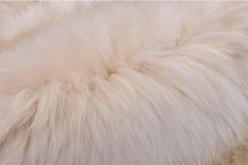 HUAHOO Premium Genuine Sheepskin Rug Linen Real Australia Sheepskin Natural Luxury Fluffy Lambskin Fur Area Rug Seat Covers for Kids Bedroom Sofa Chair Cover Pets Dogs Mat Double Pelt/2' x 3' Linen - Image 3