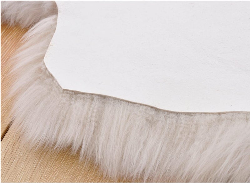 HUAHOO Premium Genuine Sheepskin Rug Linen Real Australia Sheepskin Natural Luxury Fluffy Lambskin Fur Area Rug Seat Covers for Kids Bedroom Sofa Chair Cover Pets Dogs Mat Double Pelt/2' x 3' Linen - Image 4
