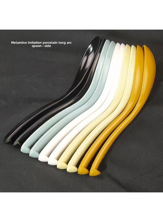 Food Grade Melamine Spoon Long Handle Chinese Drinking Spoon Imitation Porcelain Plastic Spoon Commercial Catering Restaurant Supermarket Hotel Spoon-Specifications:Clear Lotus ]  - Image 4