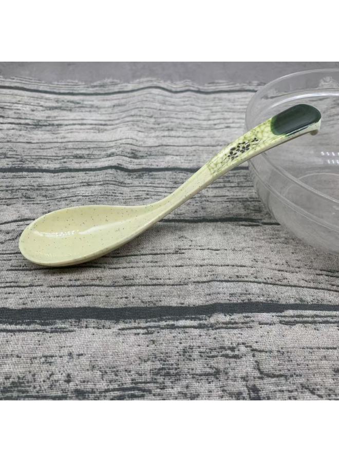 Food Grade Melamine Spoon Long Handle Chinese Drinking Spoon Imitation Porcelain Plastic Spoon Commercial Catering Restaurant Supermarket Hotel Spoon-Specifications:Clear Lotus ]  - Image 1