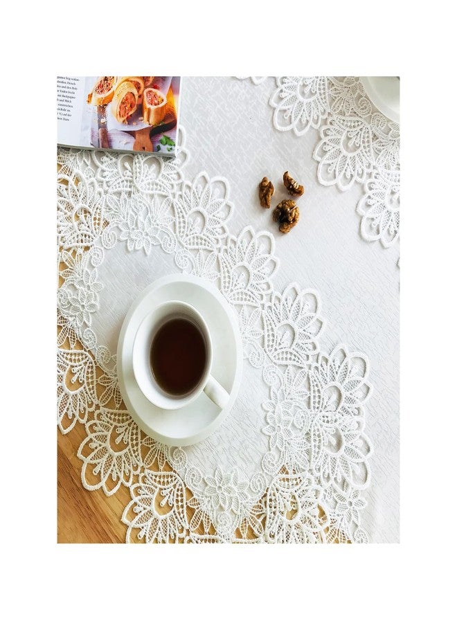 BrekSdat Lace Placemats of Polyester for Dining Table Set of 6 Farmhouse Style White Placemat for Wedding Hotel Kitchen 12 x 18 Inches Elegant Vintage Embroidered for Christmas Daily Use, Washable - Image 1