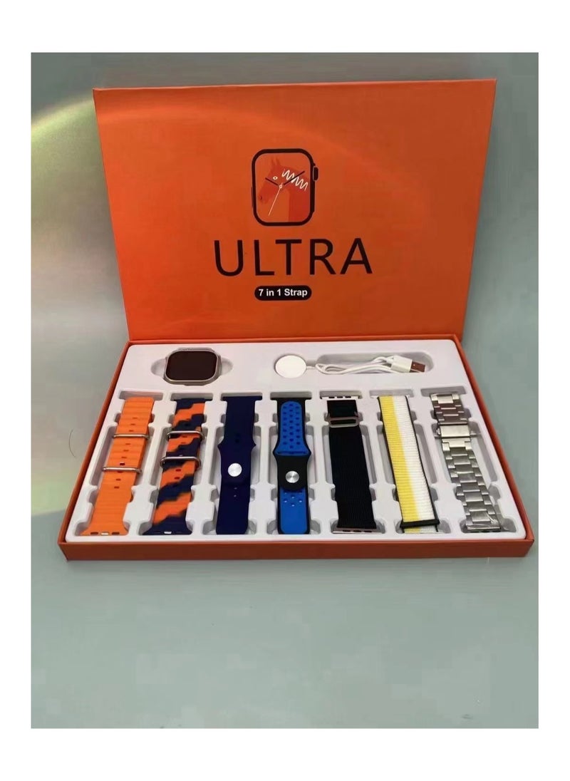 Ultra - 7 in 1 Series 8 Ultra Smart Watch 2.1 Inch Large Screen with 7 Strap and Bluetooth Monitoring Intelligent Smartwatch - Image 1