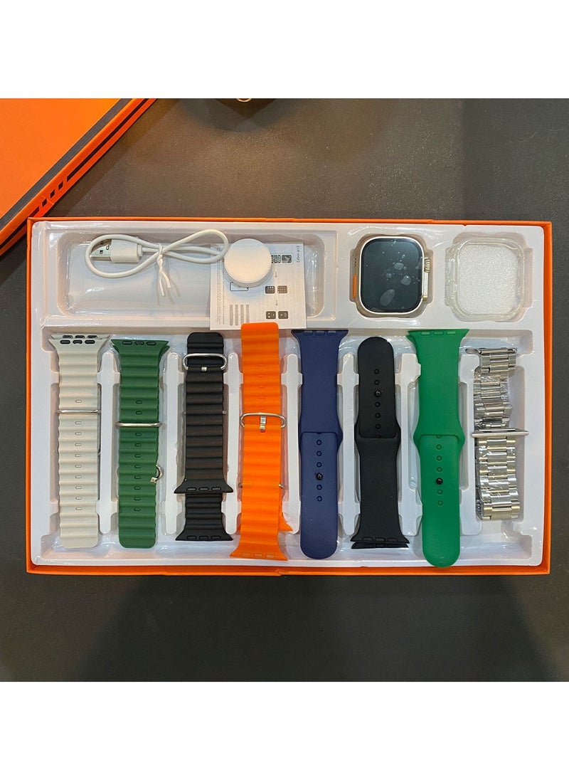 Ultra - 7 in 1 Series 8 Ultra Smart Watch 2.1 Inch Large Screen with 7 Strap and Bluetooth Monitoring Intelligent Smartwatch - Image 1