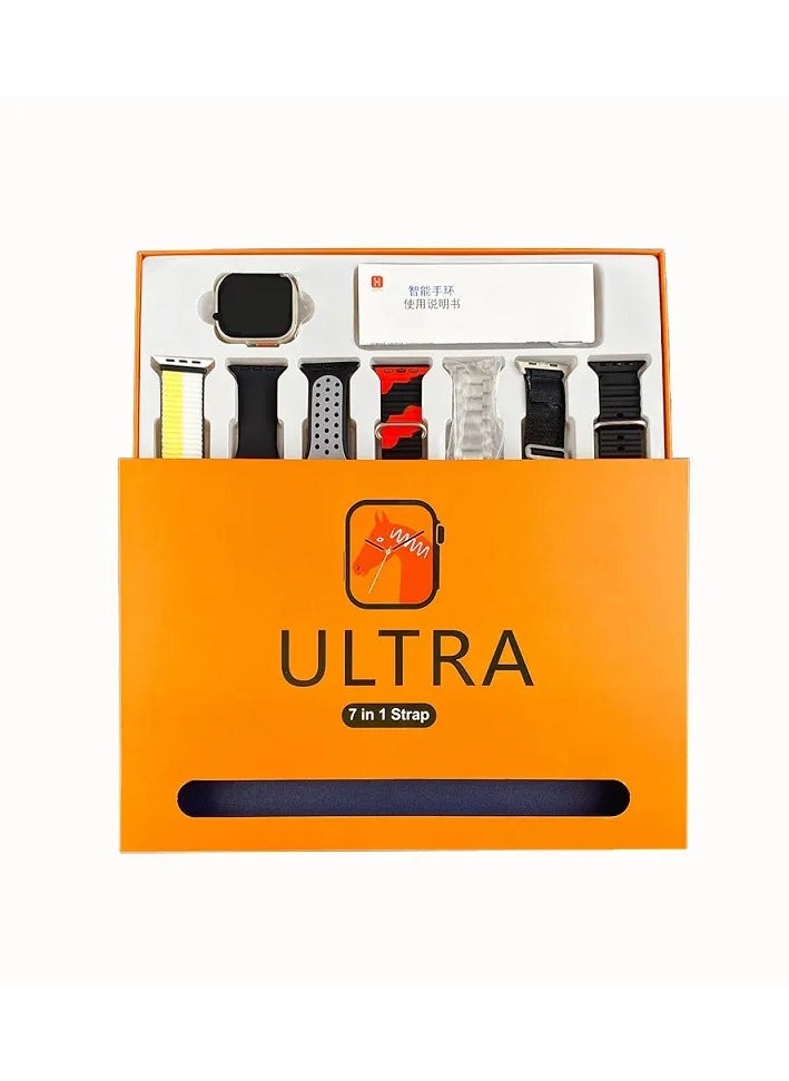 Ultra - 7 in 1 Series 8 Ultra Smart Watch 2.1 Inch Large Screen with 7 Strap and Bluetooth Monitoring Intelligent Smartwatch - Image 1