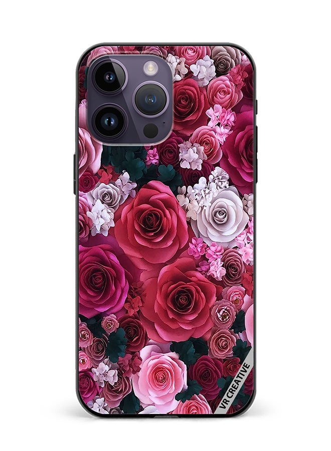 VR CREATIVE Protective Case Cover For Apple iPhone 15 Pro Rose Flower Design Multicolour - Image 1