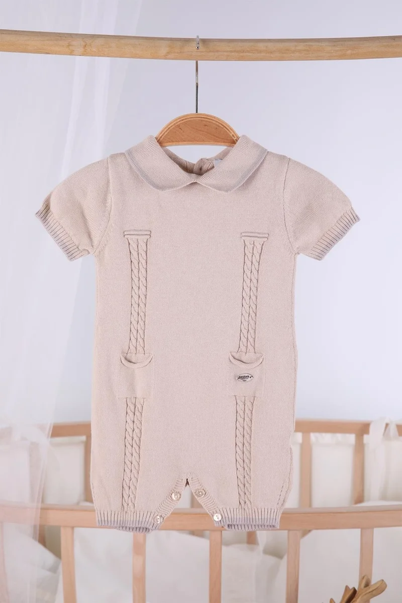 بيبيك Short Sleeve Pocketed Baby Boy Summer Knitted Overalls 5503