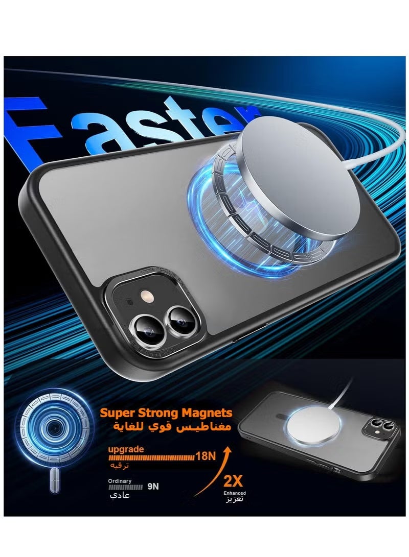Gecomo iPhone 11 Magnetic MagSafe Case,【Full Shockproof Protection】Translucent Matte Back, Slim Phone Cover with Strong Magnet for Apple 11 (2019)(Black) - Image 2