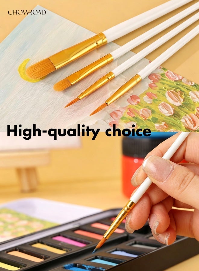 CHOWROAD 2 Pack 20 Pcs Round Pointed Tip Paintbrushes Nylon Hair Artist Acrylic Paint Brushes for Acrylic Oil Watercolor, Face Nail Art, Miniature Detailing & Rock Painting, White&Black - Image 5