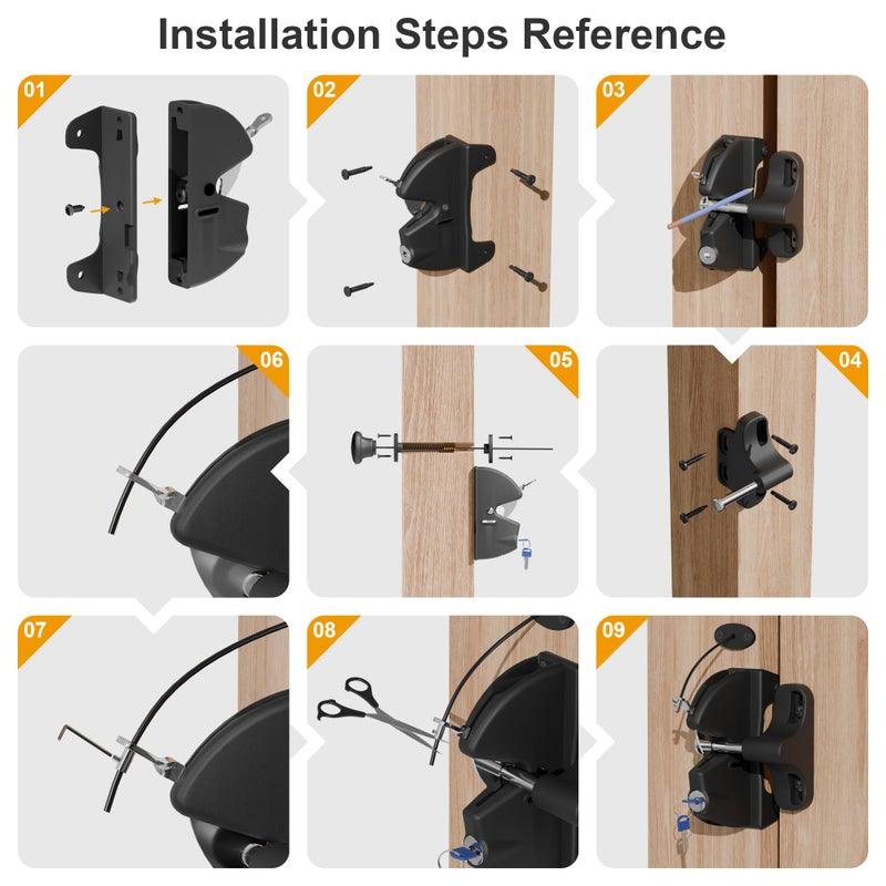 SANKEYTEW Drawstring Locking Gate Gravity Latchï¼ŒThe Other Side can Also be Opened, Key Lockable on One Side of Gate, for Metal, Wood, and Vinyl Fences, Black (1, Black) - Image 4