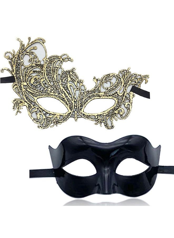 Ant 2 Piece Masquerade Mask for Couples, Ball Masks Half Face Mask  - Image 1