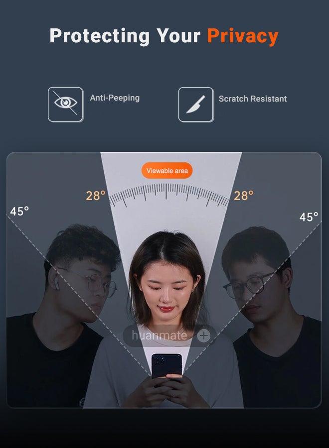 huanmate Nothing Phone (3a) Pro Privacy Screen Protector – Premium Edge to Edge Anti Spy Privacy Tempered Glass, Oleophobic Coating, Delicate Touch, Anti-Explosion, Smooth Arc Edge, Easy Installation  - Image 4