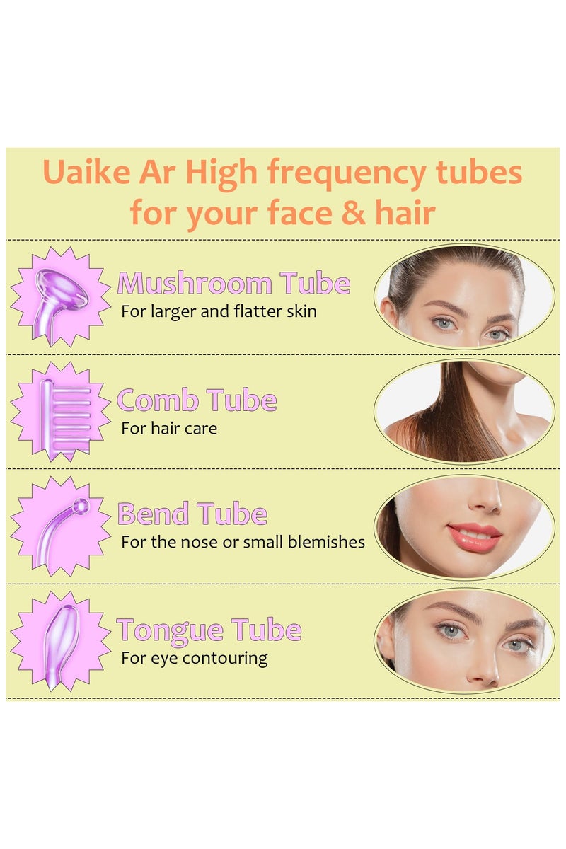 PANDA JOJO High Frequency Facial Wand - 4 in 1 Violet Portable Handheld High Frequency Facial Machine - at Home Face Skin Wand Device with 4 Pcs Purple Glass Tubes - Image 2