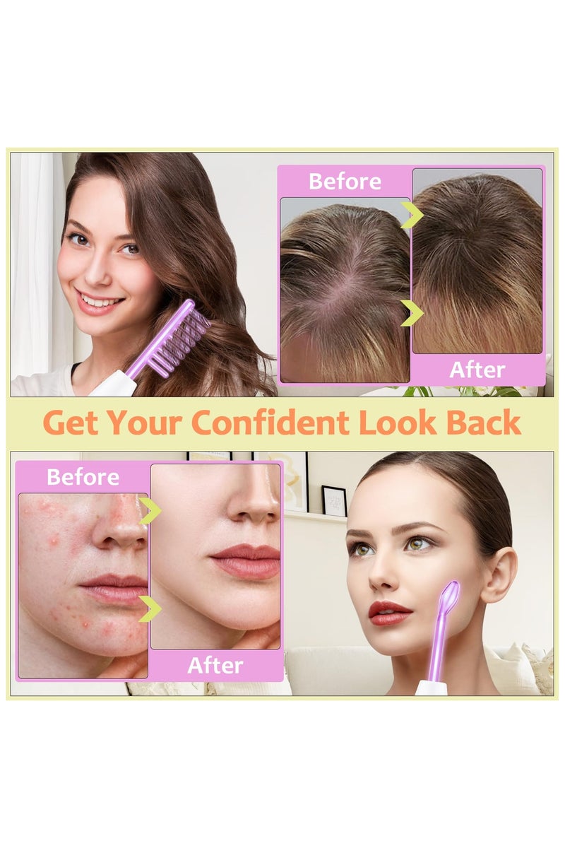 PANDA JOJO High Frequency Facial Wand - 4 in 1 Violet Portable Handheld High Frequency Facial Machine - at Home Face Skin Wand Device with 4 Pcs Purple Glass Tubes - Image 5